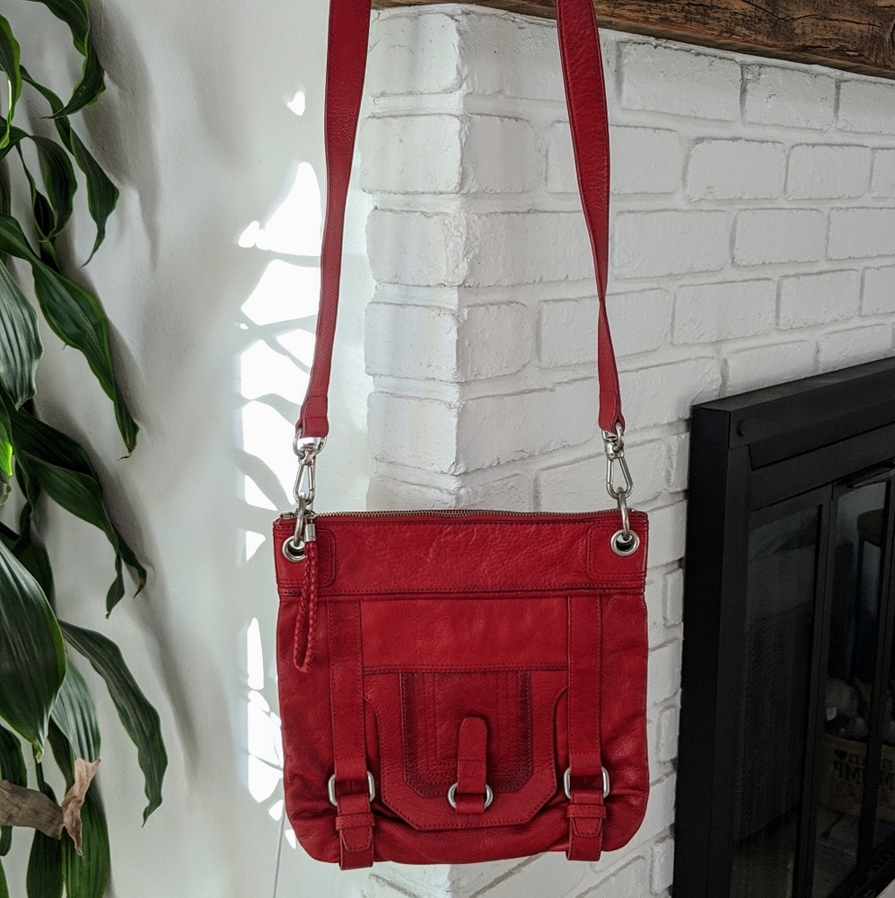 The Sak red leather cross body bag